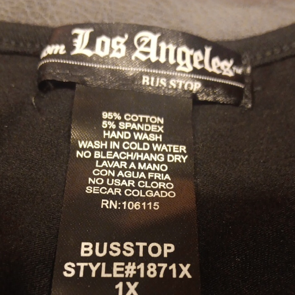 NWT. Platinum Plush 2 Sided Black Graphic Tee With Rhinestone W/ Lace-Up Detail - Picture 10 of 11